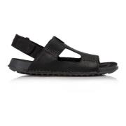 Zwarte Leren Sandalen Crestview Bay Clarks , Black , Heren