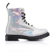 Slangenprint Leren Schoenen Dr. Martens , Gray , Dames