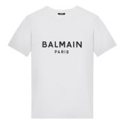 Korte Mouw Ronde Hals T-shirt Balmain , White , Heren