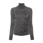 Grijze Wollen Trui Geribbelde Details Pinko , Gray , Dames