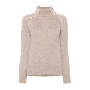 Marl Gebreide Trui met Vlechtaccenten Ermanno Scervino , Beige , Dames