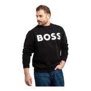 Zwarte katoenen herentrui Hugo Boss , Black , Heren