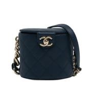 Pre-owned Leather chanel-bags Chanel Vintage , Blue , Dames