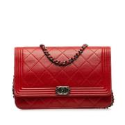 Pre-owned Leather chanel-bags Chanel Vintage , Red , Dames