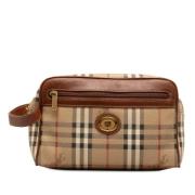 Pre-owned Leather clutches Burberry Vintage , Brown , Dames