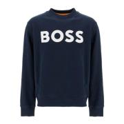 Basic Crew Logo Sweatshirt Boss , Blue , Heren