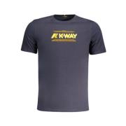 Blauw Katoenen T-Shirt met Print Logo K-Way , Blue , Heren