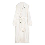 Dubbelborstig Jas Burberry , White , Dames