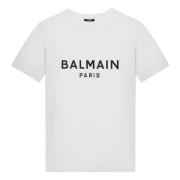 Korte Mouw Ronde Hals T-shirt Balmain , White , Heren