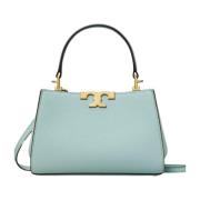 Blauwe Leren Schoudertas met Gouden Details Tory Burch , Blue , Dames