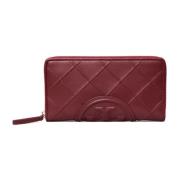 Gewatteerde leren portemonnee met dubbele T Tory Burch , Red , Dames