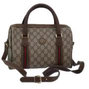 Pre-owned Leather travel-bags Gucci Vintage , Beige , Dames