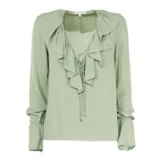 Elegante Groene Blouse met Lange Mouwen Patrizia Pepe , Green , Dames