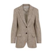 Bruine Mohair Jas Brunello Cucinelli , Brown , Dames