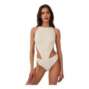 Crème Bodysuit met Uitsparingen Undress Code , Beige , Dames