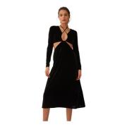 Velvet Midi Jurk met Diverse Bind Opties Undress Code , Black , Dames