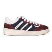 Leren Suède Sneakers Wit Zwart Bourgondië Bally , Red , Heren