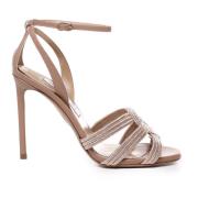 Glitter Enkelband Sandalen Nude Aquazzura , Beige , Dames