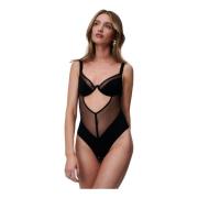 Elegant Cut-Out Bodysuit Undress Code , Black , Dames