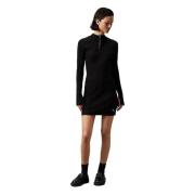 Zwarte Geribbelde Slim Fit Jurk Calvin Klein , Black , Dames