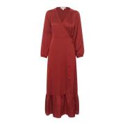 Elegante Maxi Jurk met Ruche Zoom Soaked in Luxury , Brown , Dames