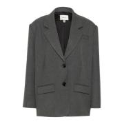 Donkergrijze Melange Oversized Blazer Jas Gestuz , Gray , Dames