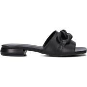 Elegante Zwarte Leren Slippers Notre-v , Black , Dames