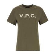 Militair Groene Katoenen T-shirt A.p.c. , Green , Dames