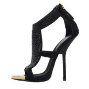 Pre-owned Satin sandals Giuseppe Zanotti Pre-owned , Black , Dames