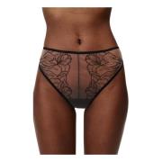 Wildflower Geborduurde Mesh Slipjes Undress Code , Black , Dames