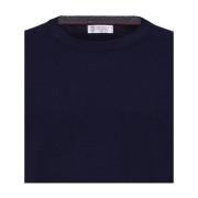 Blauwe Cashmere Crew Neck Sweater Brunello Cucinelli , Blue , Heren