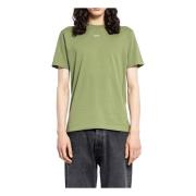 Slim Fit Geborduurd T-shirt Off White , Green , Heren