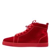 Pre-owned Velvet sneakers Christian Louboutin Pre-owned , Red , Dames