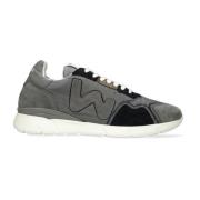 Grijze Lage Sneaker Runny Nylon Suède Womsh , Gray , Heren