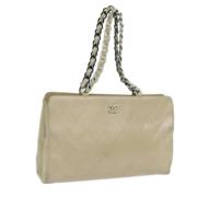 Pre-owned Leather totes Chanel Vintage , Beige , Dames