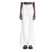 Witte High-Waisted Denim Broek Sacai , White , Dames