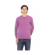 Elegante paarse trui met ronde hals Baldinini , Purple , Heren