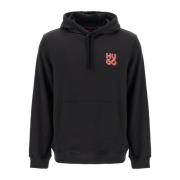 Geborsteld Katoenen Hoodie Hugo Boss , Black , Heren