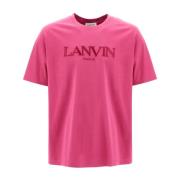 Geborduurd Logo Crew Neck T-Shirt Lanvin , Pink , Heren