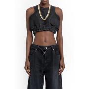 Zwarte Nylon Cropped Tank Top Sacai , Black , Dames