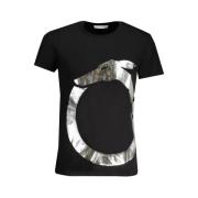 Zwart Katoenen T-shirt met Print Logo Trussardi , Black , Heren