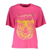 Elegant Roze Katoenen T-shirt Cavalli Class , Pink , Dames