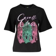 Iconic Print Slim Fit Tee Cavalli Class , Black , Dames