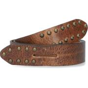 Stijlvol Cognac Leren Riem met Gouden Studs Legend , Brown , Dames