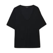 Zwarte Vale Tee - Micro Modal/Cashmere Anine Bing , Black , Dames