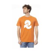 Oranje Katoenen Logo Print T-Shirt Invicta , Orange , Heren