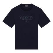 Korte Mouw Ronde Hals T-shirt Valentino Garavani , Blue , Heren