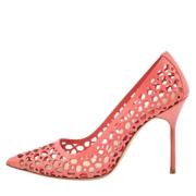 Pre-owned Leather heels Manolo Blahnik Pre-owned , Pink , Dames