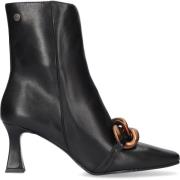 Zwarte Enkellaarsjes met Kettingdetail Notre-v , Black , Dames