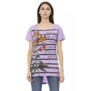 Chique Paars T-shirt met Ronde Hals Trussardi , Purple , Dames